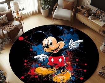 Mickey Mouse Round Rug, Kids Nursery Decor (1.9ft/60cm)