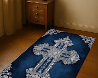 Christian Cross Prayer Rug, Orthodox Decor, Christian Gift