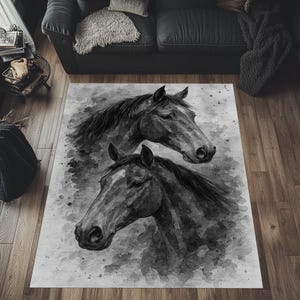 Watercolor Style Horse Rug, Horse Area Rug, Horse Rug, Horse Themed Rug, Horse Pattern Rug, Horse Decor Rug, Farmhouse Rug, Horse Carpet