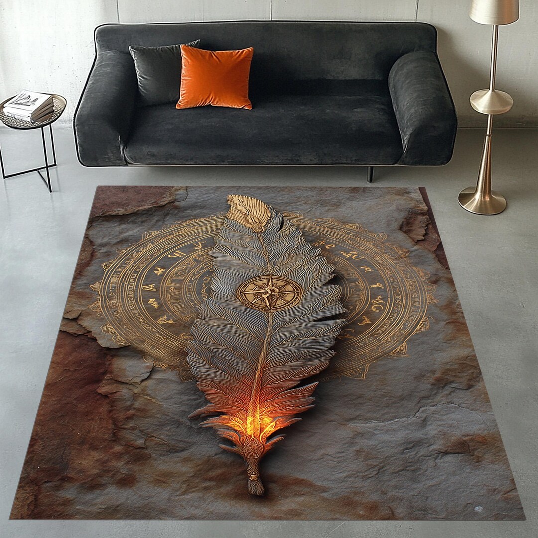 Ancients Symbols Rug, Ancient Egyptian Rug, Feather Area Rug, Spiritual ...