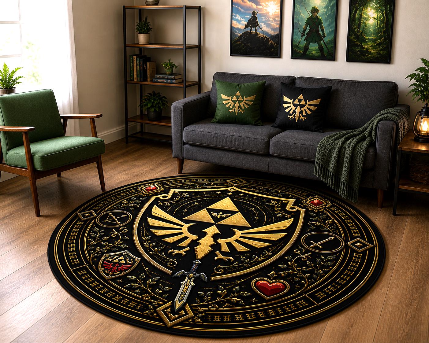 Legend of Zelda Hylian Crest Round Rug, Gamer Area Decor (24 Inch) - Etsy