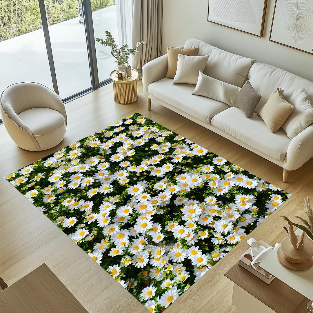 Fun Daisy Rug Daisy Rug, Flower Themed Rug, Floral Rug, Daisy Area Rug, Daisy Decor ...