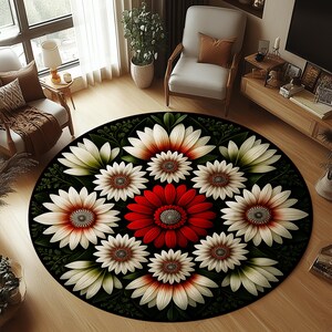 Floral runden Teppich, Mandala Blumen Teppich, Teppich mit Blumenmuster, Teppich mit Blumenmuster, Teppich mit Blumenmuster