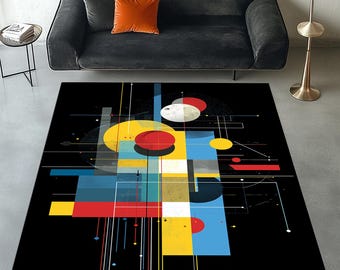 Geometric Rug, Modern Abstract Art, Area Rug