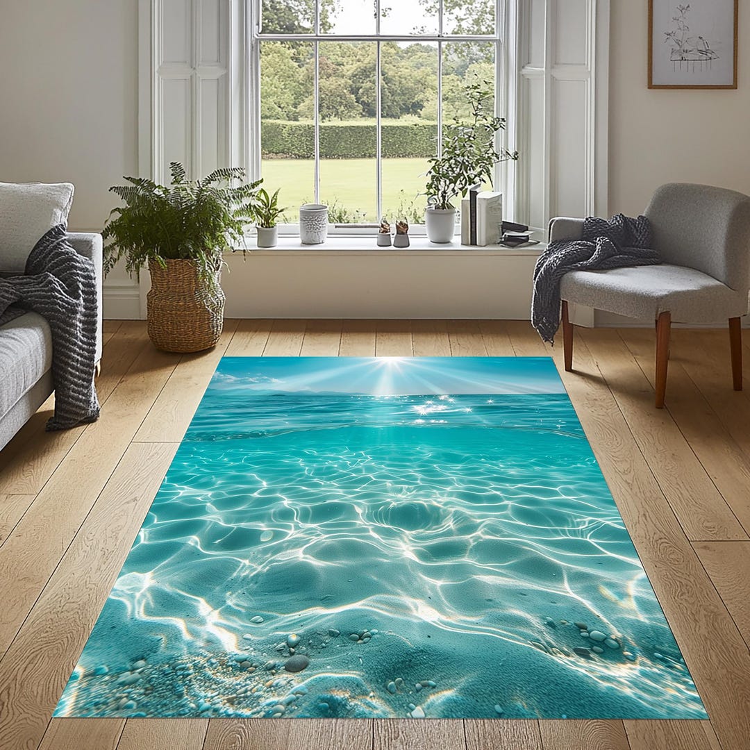 Tropical Clear Sea Beach House Area Rug, Coastal Summer Ocean Decor - Etsy