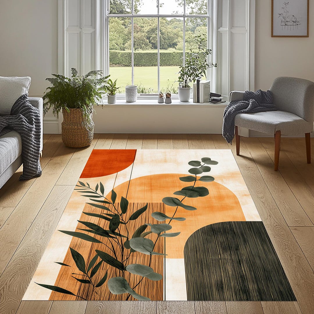 Mid Century Rug Pattern Abstract Mid Century Area Rug, Minimalist Velvet Print - Etsy