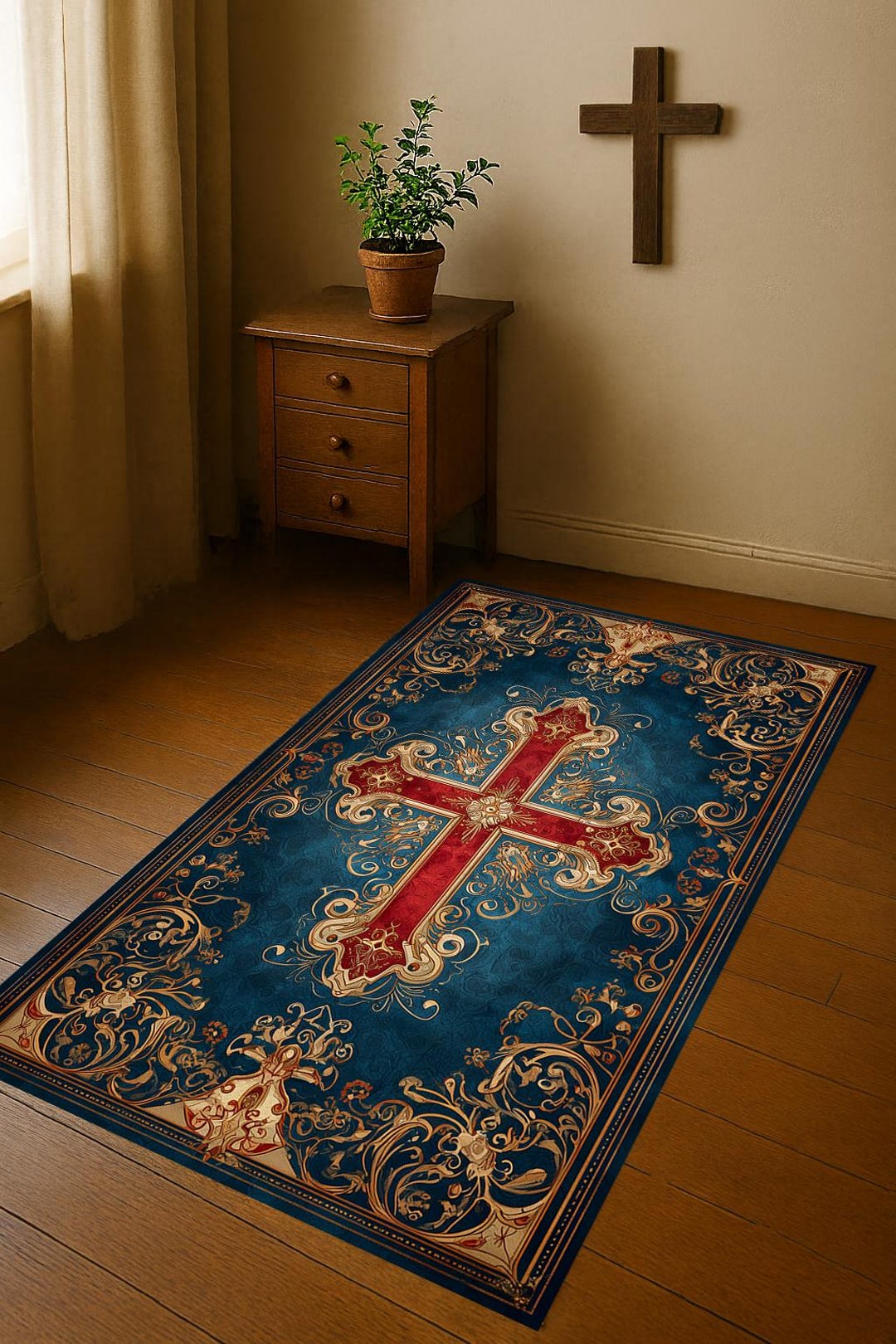 Christian Rug, Catholic Prayer Rug, Orthodox Rug, Cross Symbol Rug ...