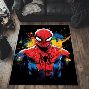Colorful Spiderman Rug, Spiderman Area Rug, Movie Room Rug, Spiderman Decor, Spiderman Lovers Gift, Spiderman Rug, Super Hero Rug