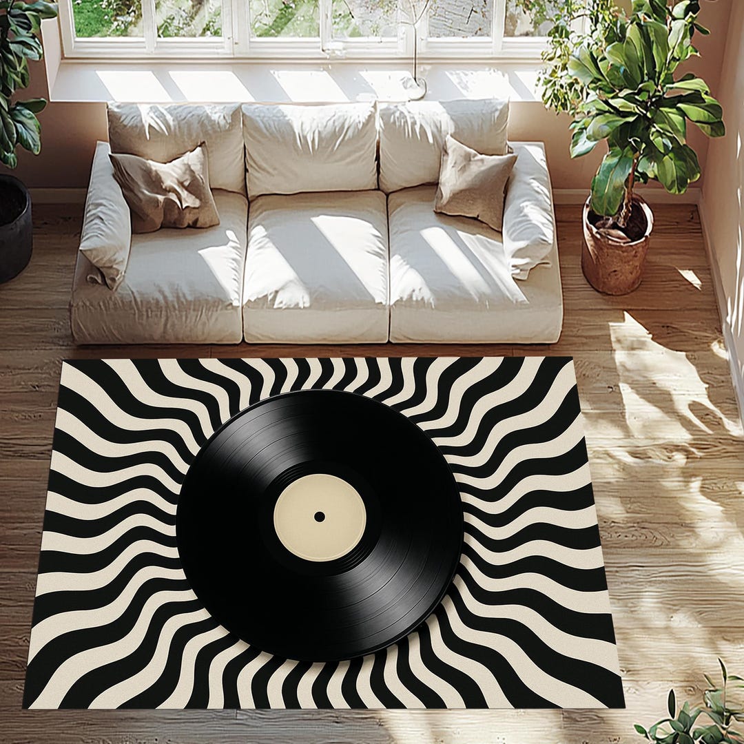 Retro Style Record Rug, Minimalist Record Rug, Record Area Rug, Record ...