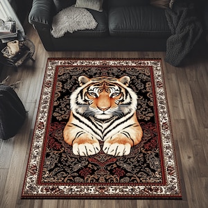 Traditional Tiger Rug, Traditional Style Rug, Tiger Area Rug, Traditional Pattern Rug, Traditional Area Rug, Traditional Animal Rug
