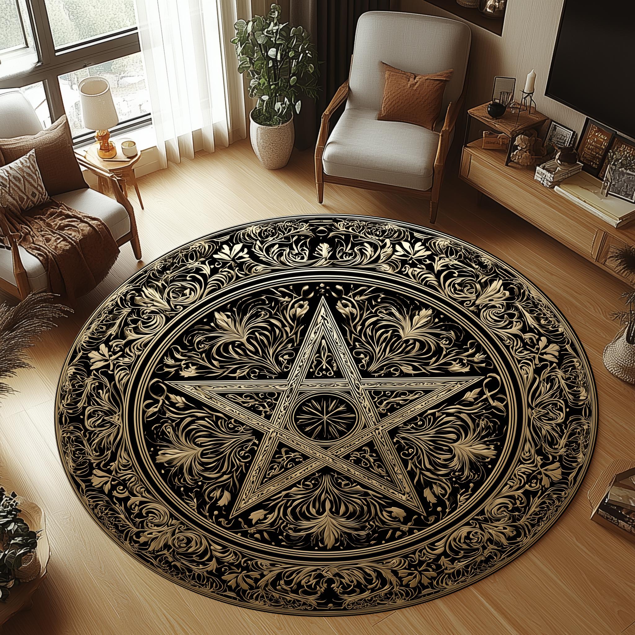 Round Pentagram Area Rug, Gothic Devil's Trap Decor (24 Inch) - Etsy