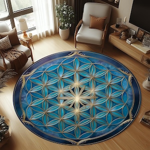 Flower of Life Rug, Sacred Geometry Rug, Flower of Life Decor, Mandala Area Rug, Flower of Life Round Rug, Flower of Life Carpet