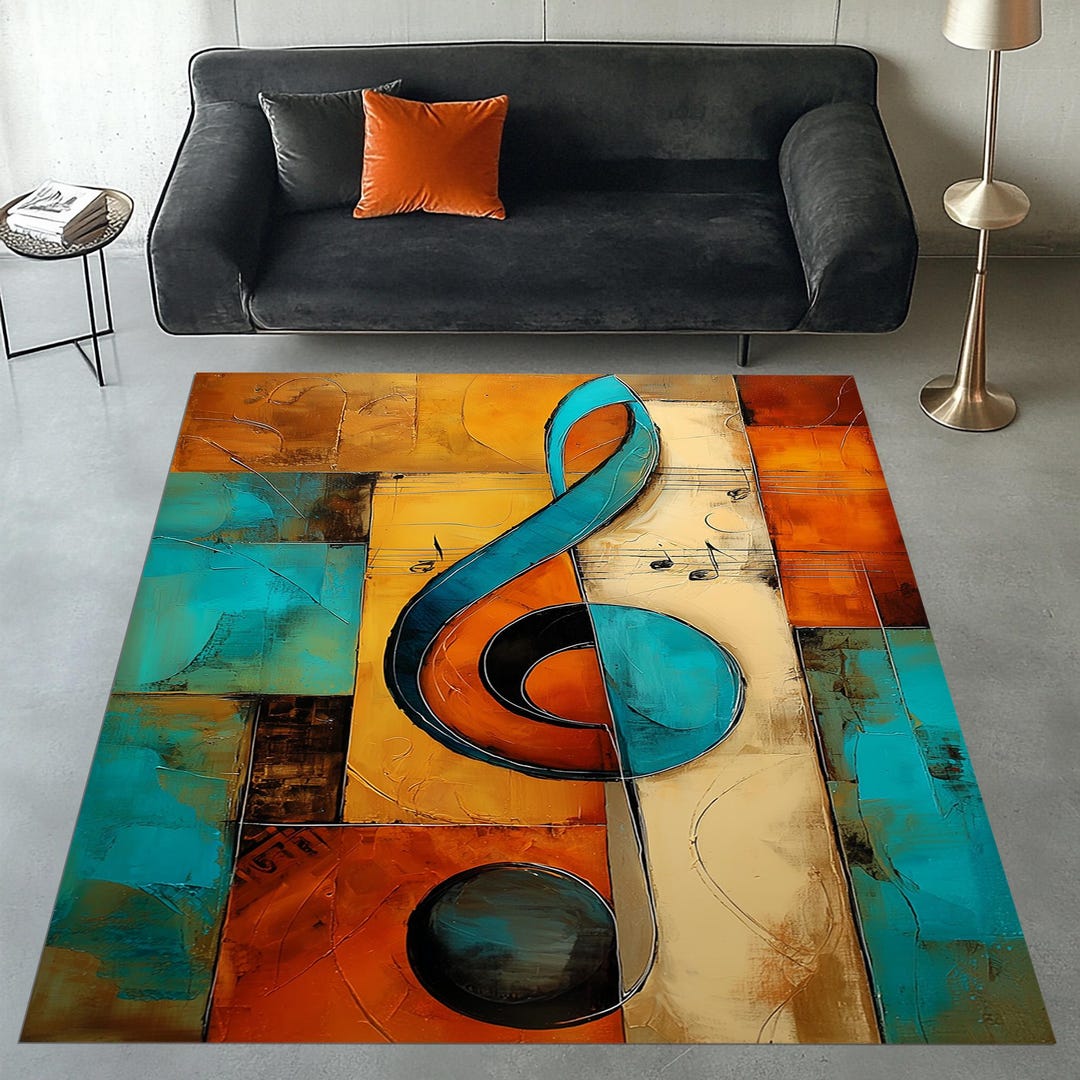 Abstract Music Notes Rug, Treble Clef Accent Rug - Etsy