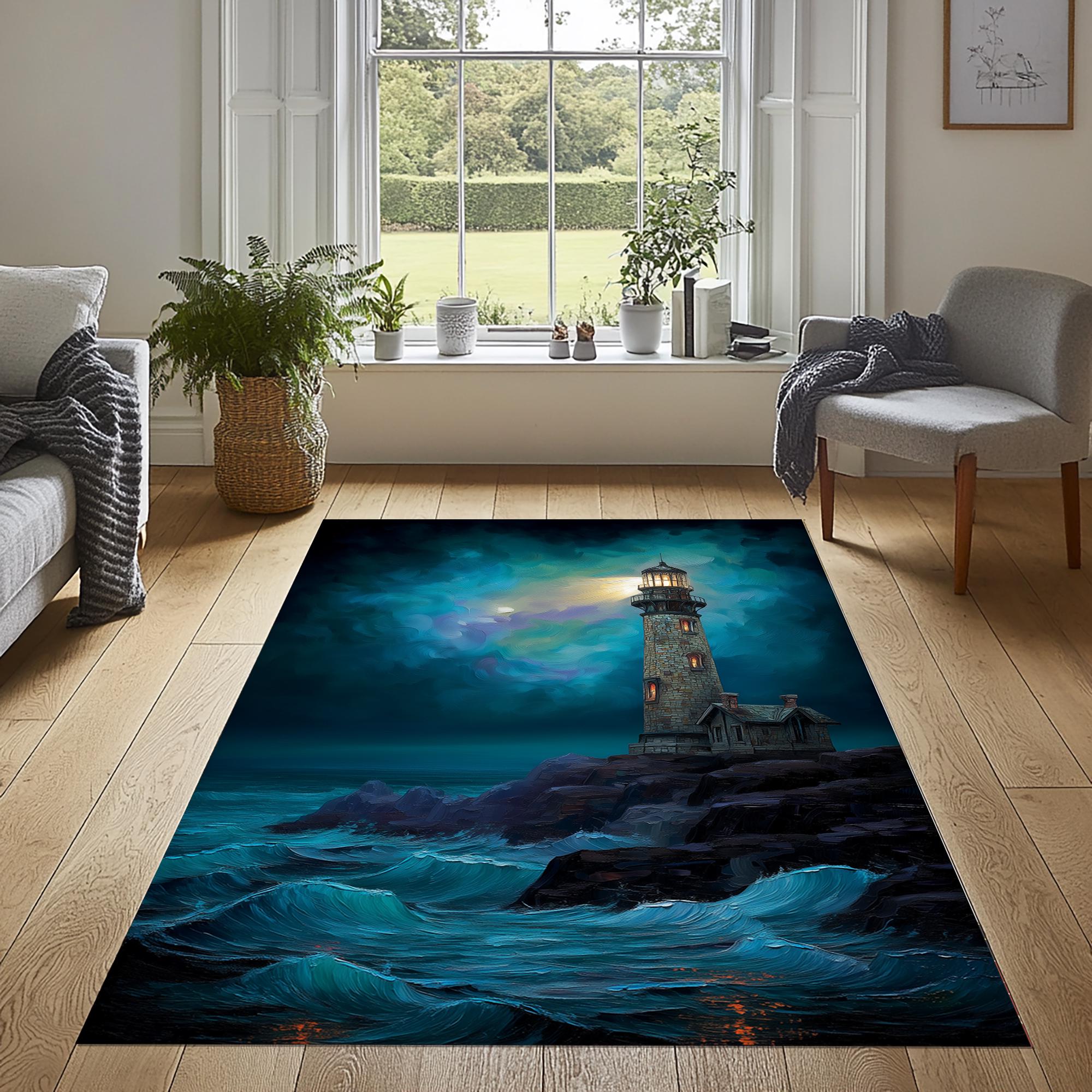 ラグ・カーペット lighthouse Seascape rug blanket Lighthouse Seascape Rug, Nautical Decor, Oil Painting Style - Etsy