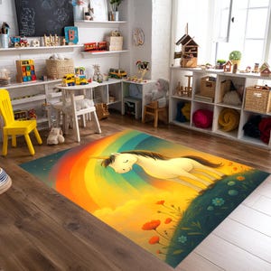 Unicorn Pattern Rug, Unicorn Gift Rug, Cute Unicorn Rug, Kids Room Rug, Rainbow and Unicorn Rug, Unicorn Decor Rug, Unicorn Rug, Kids Rug