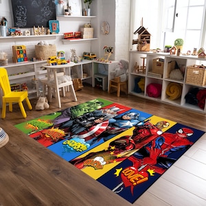 Super Hero Rug, Spiderman Rug, Hulk Rug, Captain America Rug, Thor Rug, Iron Man Rug, Super Heroes Rug, Kids Room Rug, Movie Characters Rug