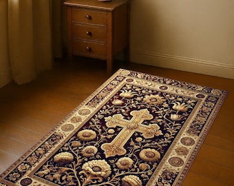 Christian Prayer Rug, Orthodox Father's Day, Christian Prayer Mat, Christian Gift, Cross Symbol Rug, Orthodox Christian Prayer Rug