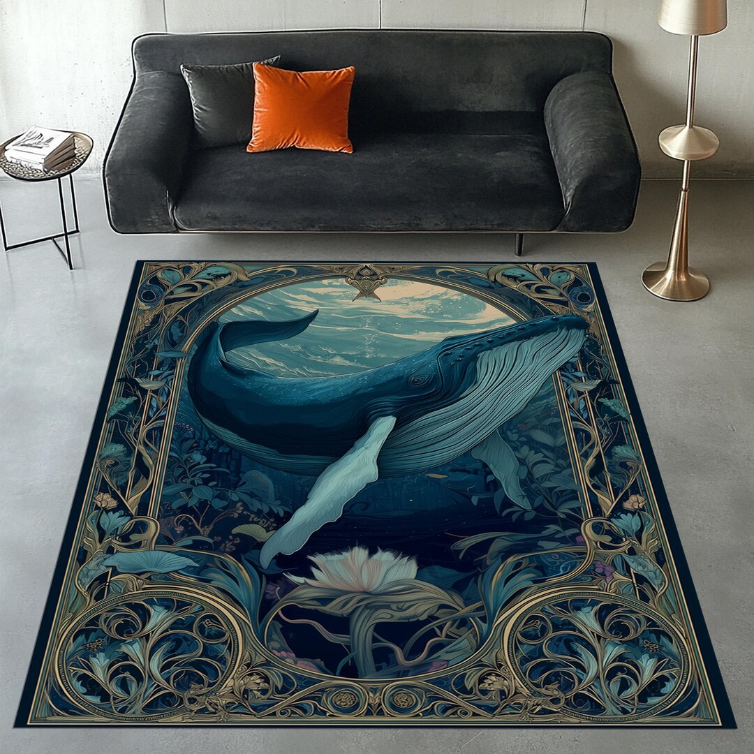 Blue Whale Area Rug, Ocean Marine Life Design - Etsy