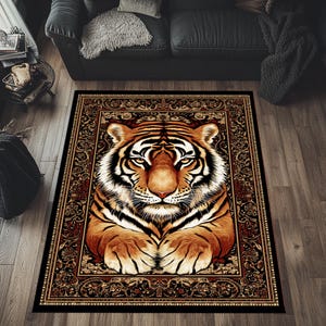 Persian Style Tiger Rug, Tiger Area Rug, Traditional Pattern Rug, Traditional Tiger Rug, Tiger Rug, Oriental Rug, Traditional Area Rug