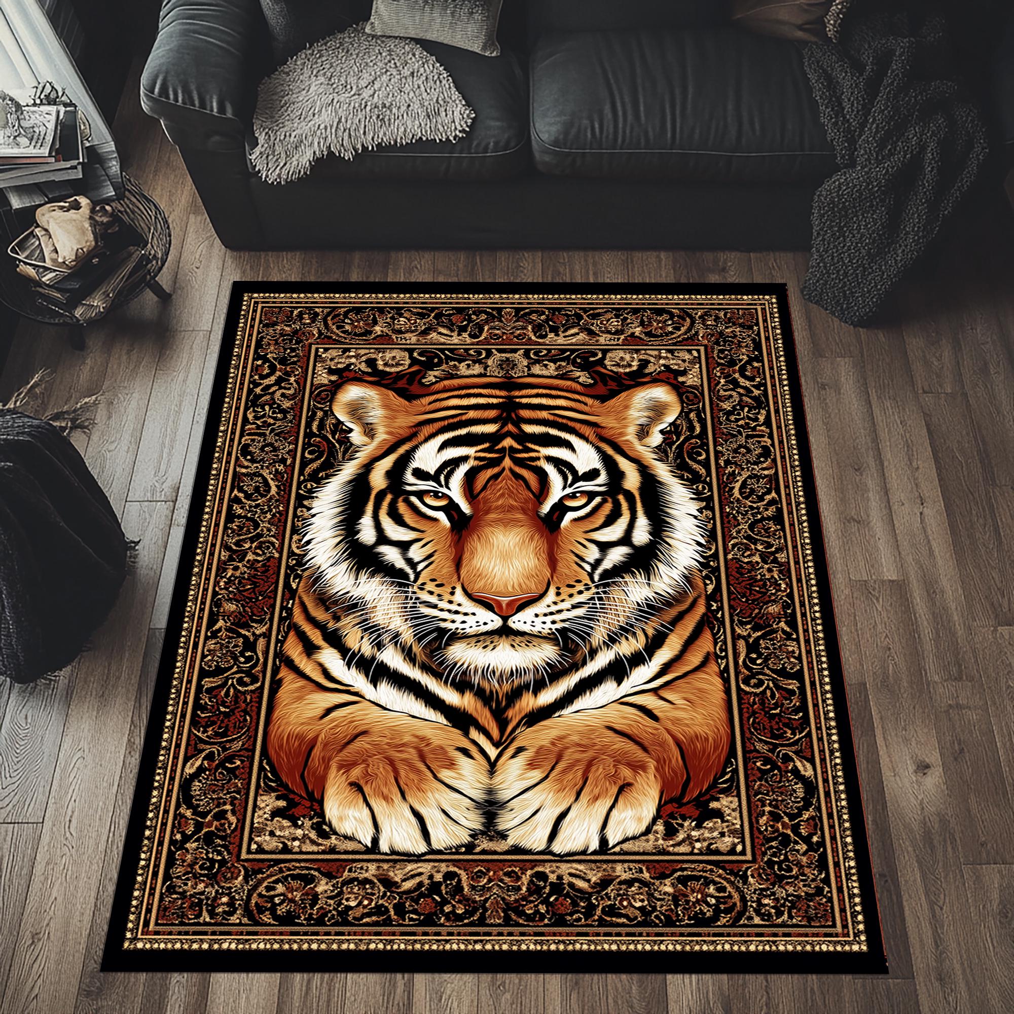Persian Style Tiger Rug, Tiger Area Rug, Traditional Pattern Rug