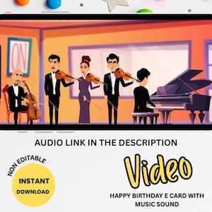 Symphonie Geburtstag Video eCard, Sofortiger Download, Symphonie Geburtstag Video eCard, Happy Birthday Orchester Video