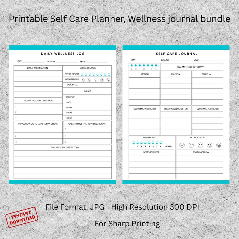 Self Care Planner Printable | Wellness Journal & Mental Health Tracker ...