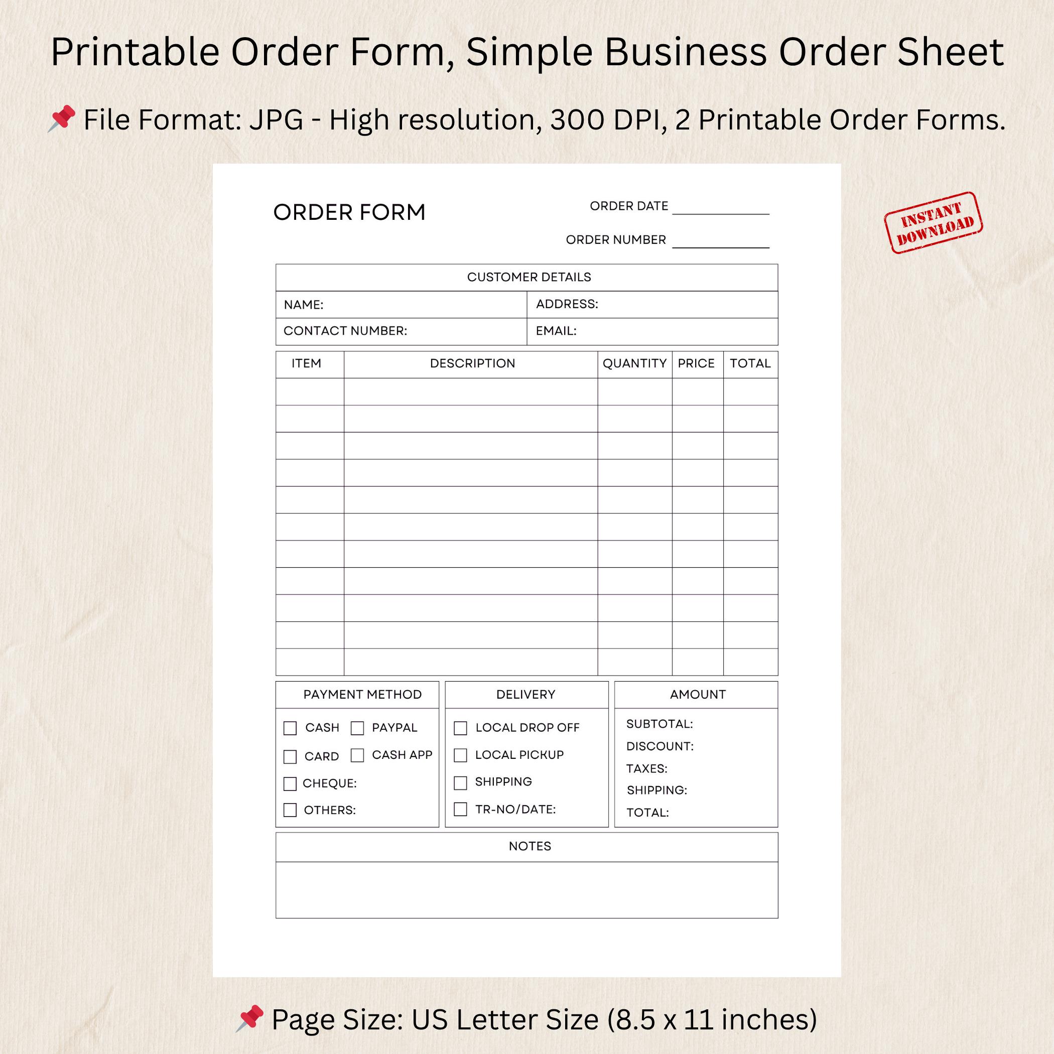 Order Tracker | Printable Business Order Template - Etsy