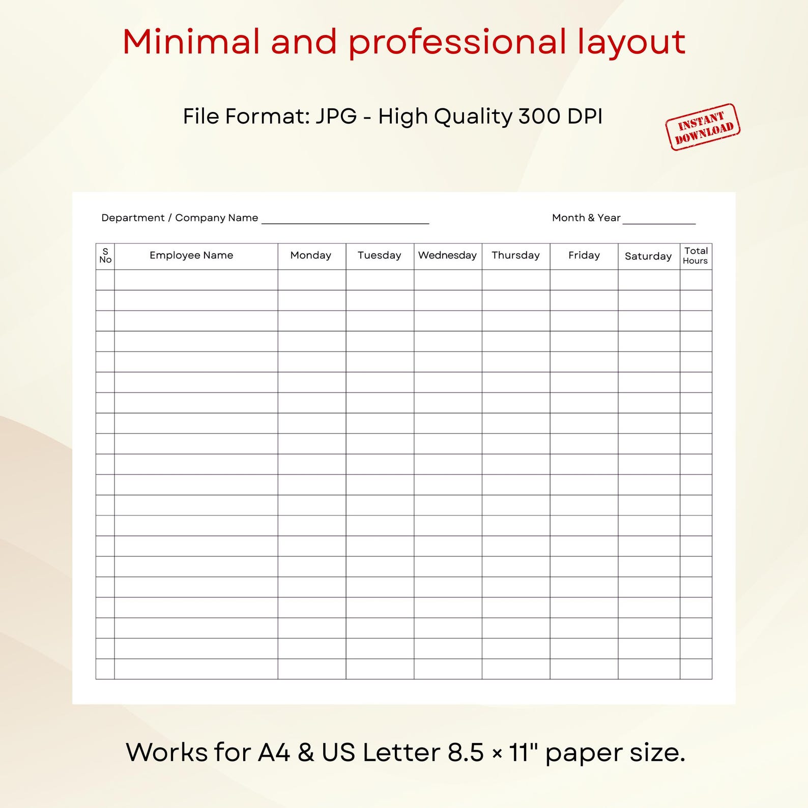 Jt Timesheet Weekly Attendance Tracker | Printable Employee Timesheet - Etsy