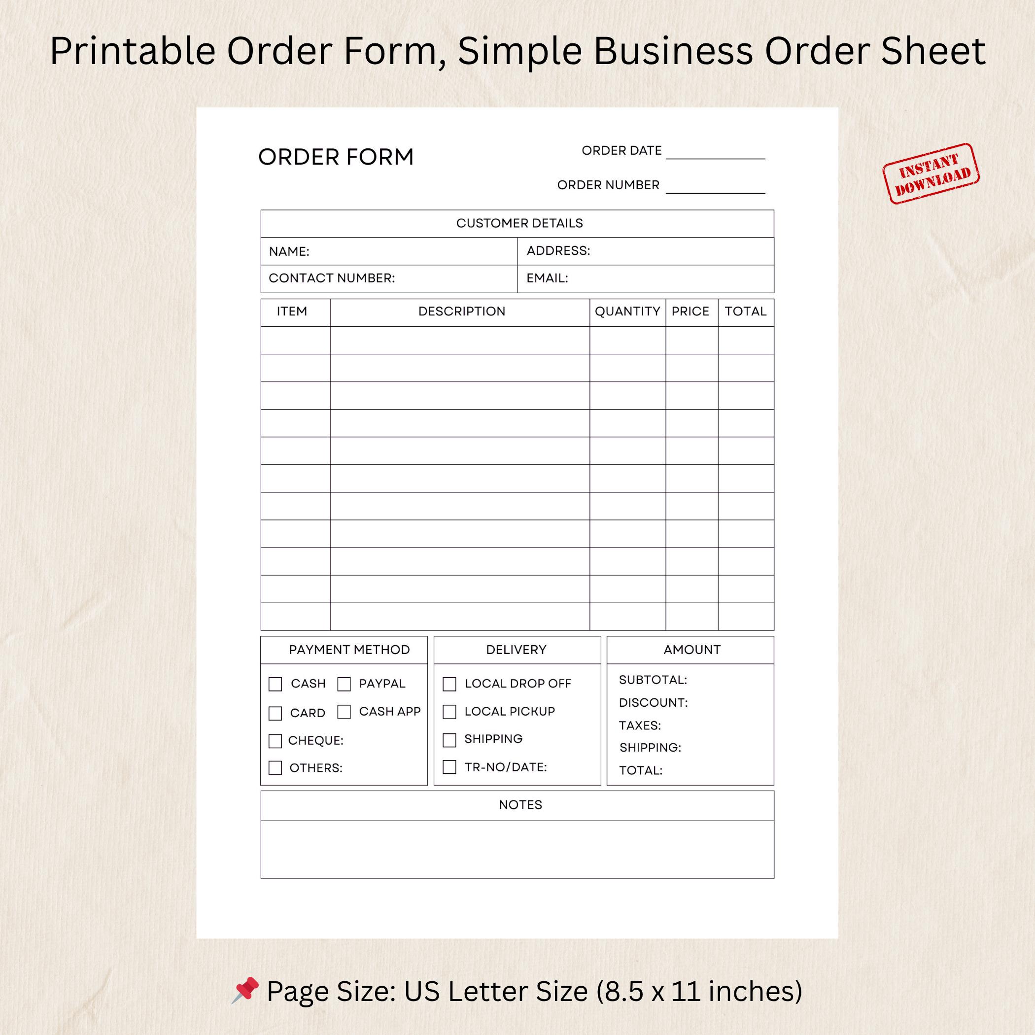 Order Tracker | Printable Business Order Template - Etsy