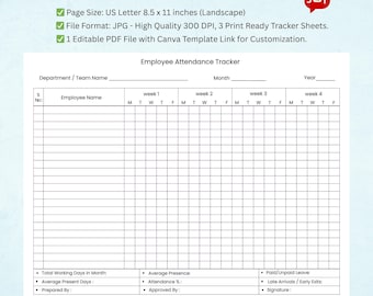 2026 Printable Employee Attendance Tracker | HR Vacation Record (PDF ...