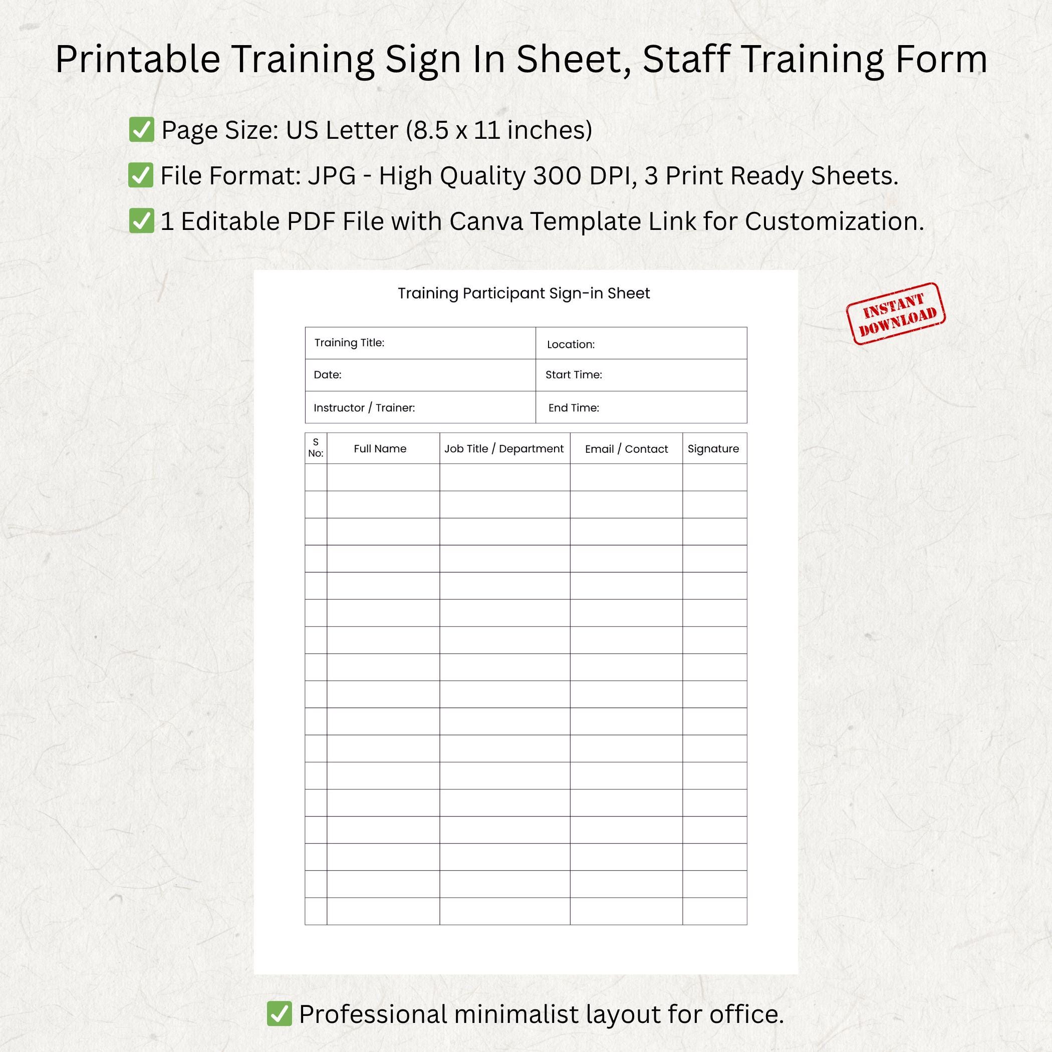 Training Register Graph Training Sign in Sheet Printable | Staff Training Register Form for ...