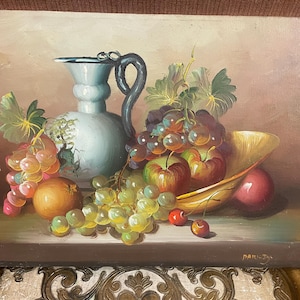 Vintage Still Life Painting Oil on Canvas