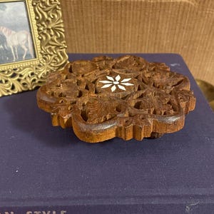 Vintage Wooden Trivet with Inlay made in India