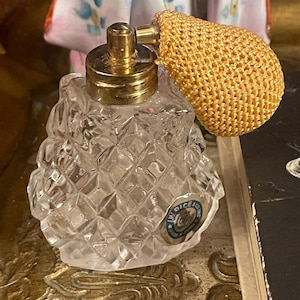 Vintage Small Crystal Perfume Bottle with Atomizer