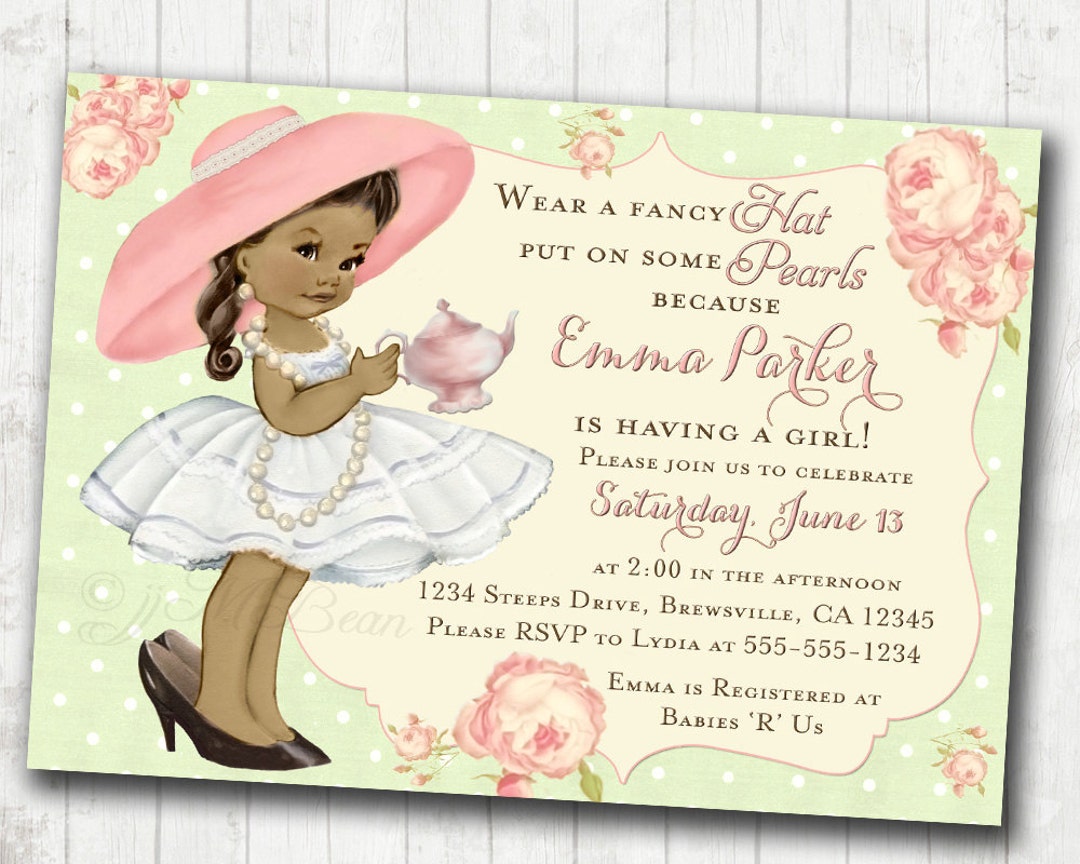 Tea Party Baby Shower Invitation for Girl Birthday Tea Party Etsy