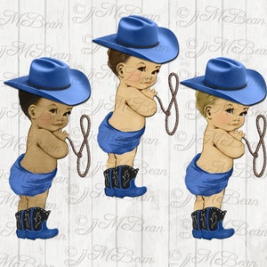 Cowboy Baby Boy clip art illustration baby cowboy with cowboy boots and cowboy hat 3 skin tones png instant download clipart