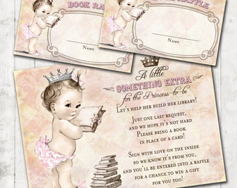 Bring a Book or Build a Library Baby Shower Add - On Pack - Princess Baby Shower For Girl - Princess - Crown - Pink - DIY Printable