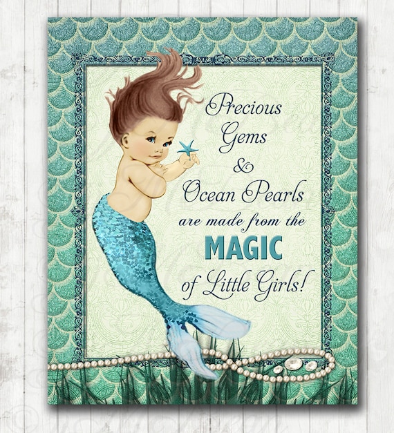 Mermaid Nursery Art Vintage Mermaid Decor