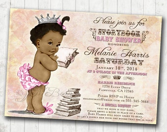 Storybook Baby Shower Invitation For Girl Baby Shower - Storybook Invitation - African American - DIY Printable
