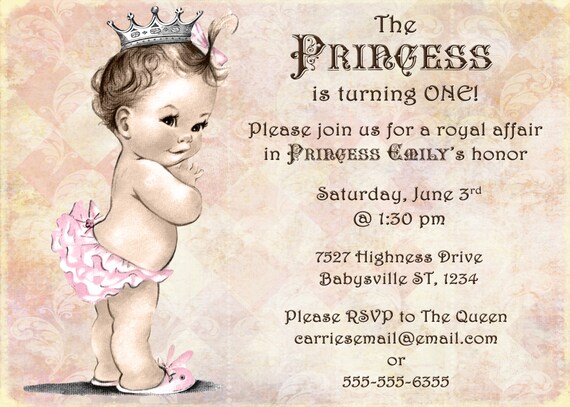 Princess Birthday Invitation For Girl - Princess Party- First Birthday Girl - DIY Printable Il_570xn