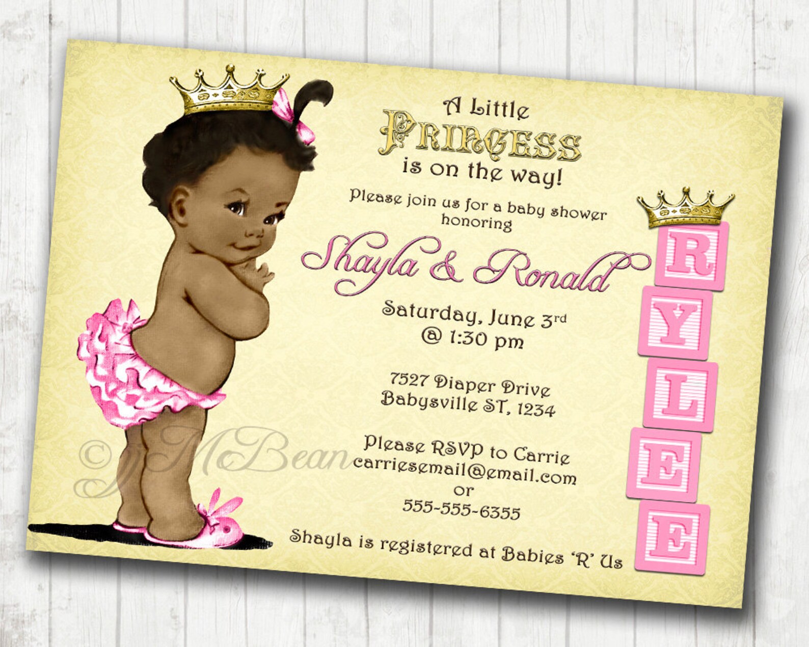 African American Baby Shower Invitation for Girl Princess Etsy