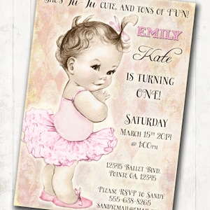 Ballerina Birthday Ballerina Invitation - First Birthday - Tutu - Pink - DIY Printable