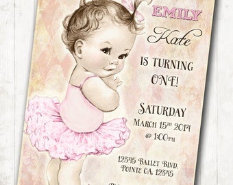 Ballerina Birthday Ballerina Invitation - First Birthday - Tutu - Pink - DIY Printable