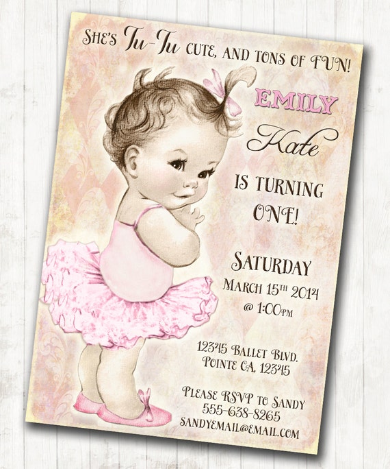 Ballerina Birthday Ballerina Invitation - First Birthday - Tutu - Pink - DIY Printable Il_570xn