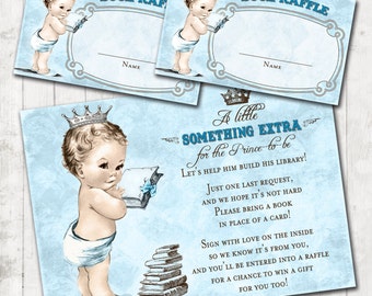 Bring a Book or Build a Library Baby Shower Add - On Pack - Prince Baby Shower For Boy - Prince - Crown - Blue