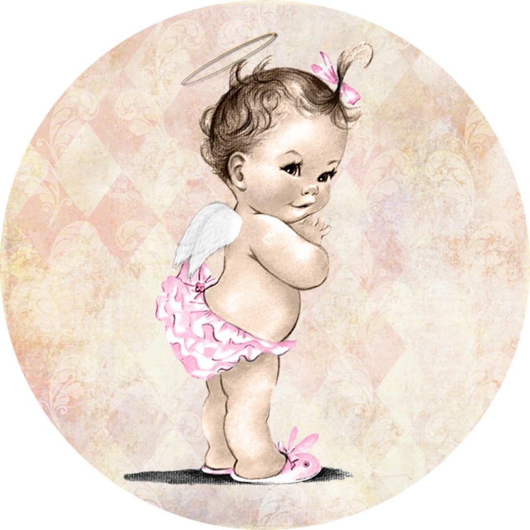 Baby Angel Cupcake Toppers Baptism Invitation for Girl Etsy