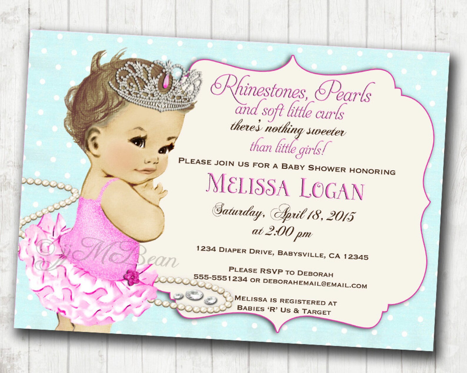 Princess Baby Shower Invitation Girl Vintage Baby Shower Invitation for Girl DIY Printable Etsy