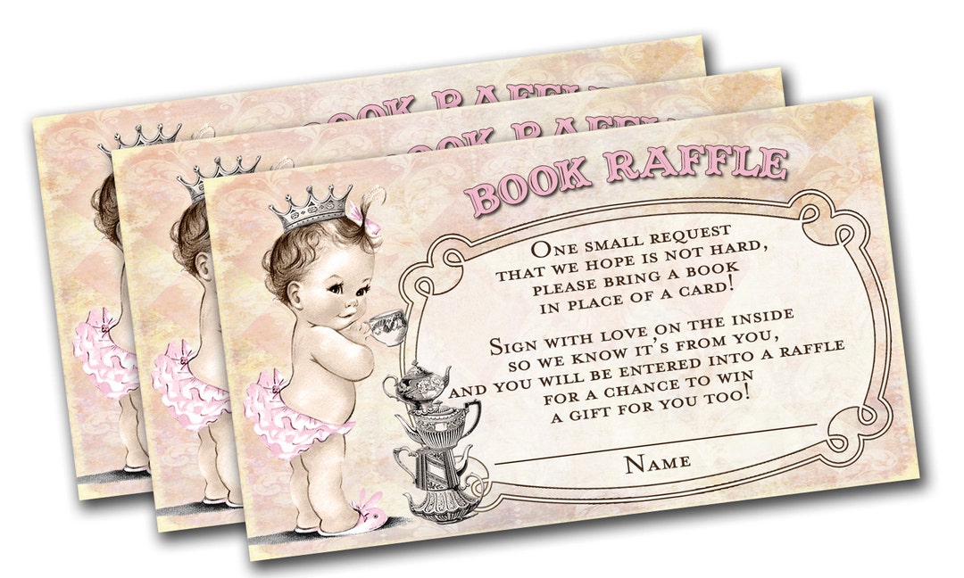 Books Raffle Pack Book Raffle Cards - Tea Party for Girl - Princess - Crown - Pink - DIY ...