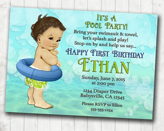 pool party birthday invitation for boy under the sea birthday