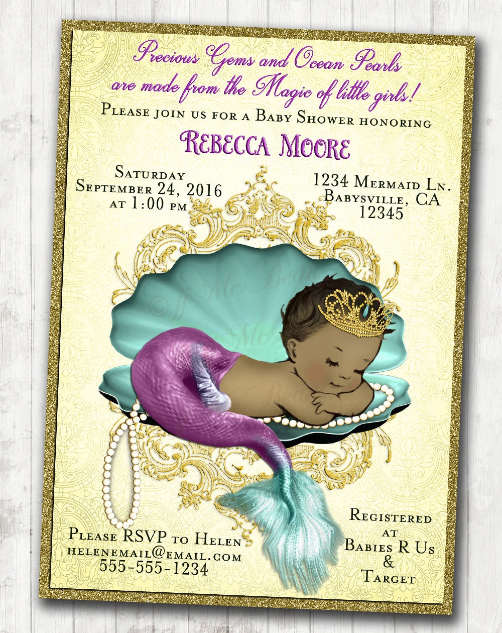 Mermaid Baby Shower Invitation Little Mermaid Baby Shower Etsy
